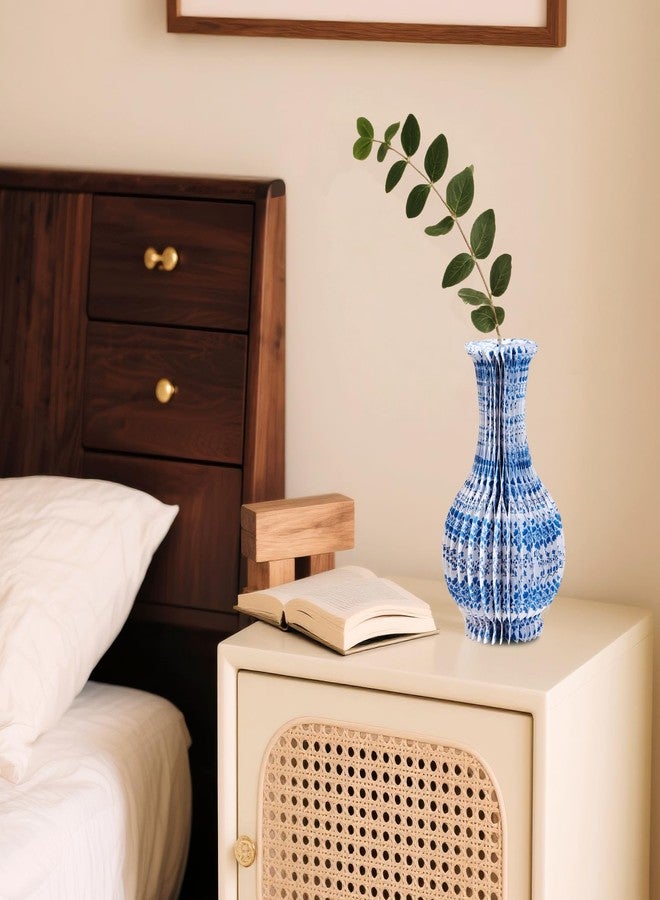 Homarkable 3 Pcs Blue and White Paper Honeycomb Vase, Foldable Decorative Vase with Magnetic Closure, Chinoiserie Décor Vase, Reusable Table Centerpiece for Wedding, Baby Shower, Home Decor - Image 4